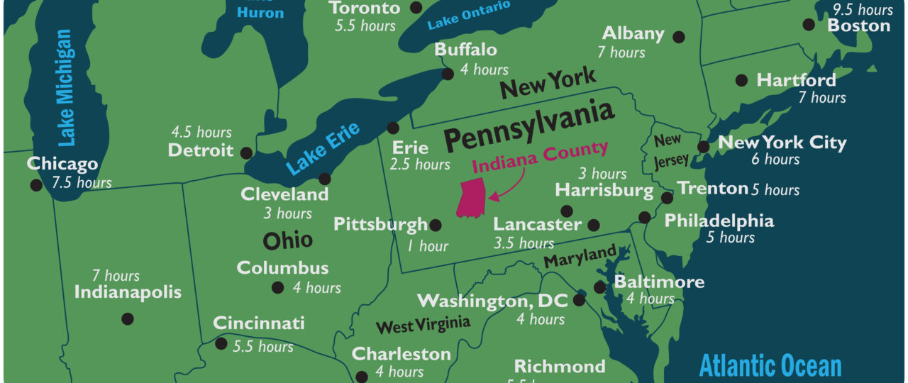 Map Of Indiana County In Pennsylvania  1280x540 