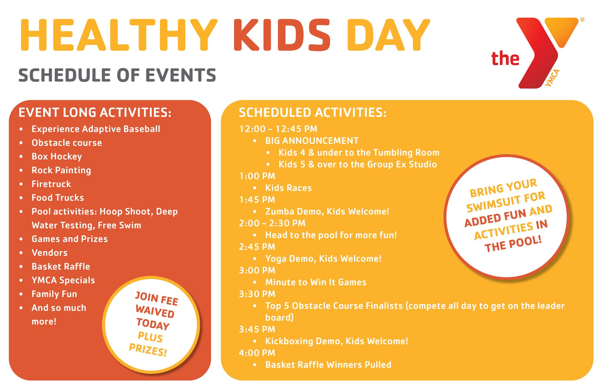 Healthy Kids Day Schedule 